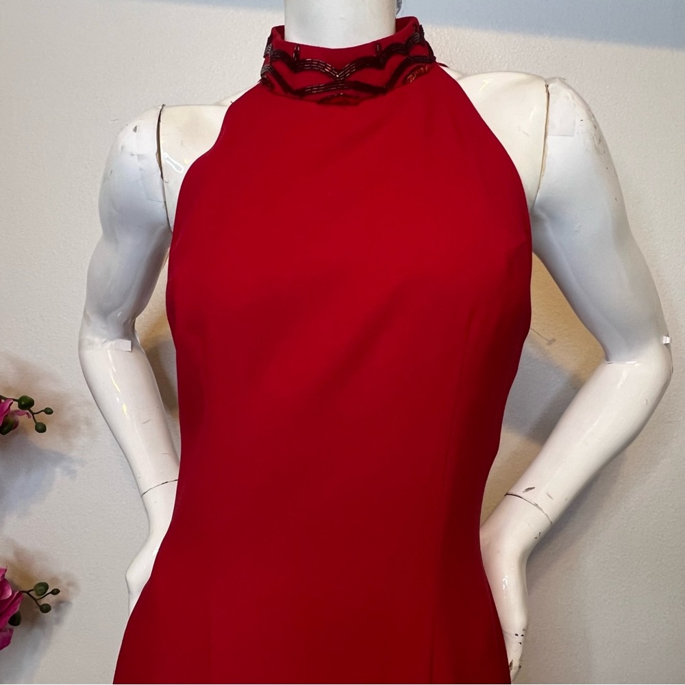 VTG Alyce Designs Red Sequin Roaring Midi Dress • Sz 8 Poly/ Silk - Picture 9 of 16
